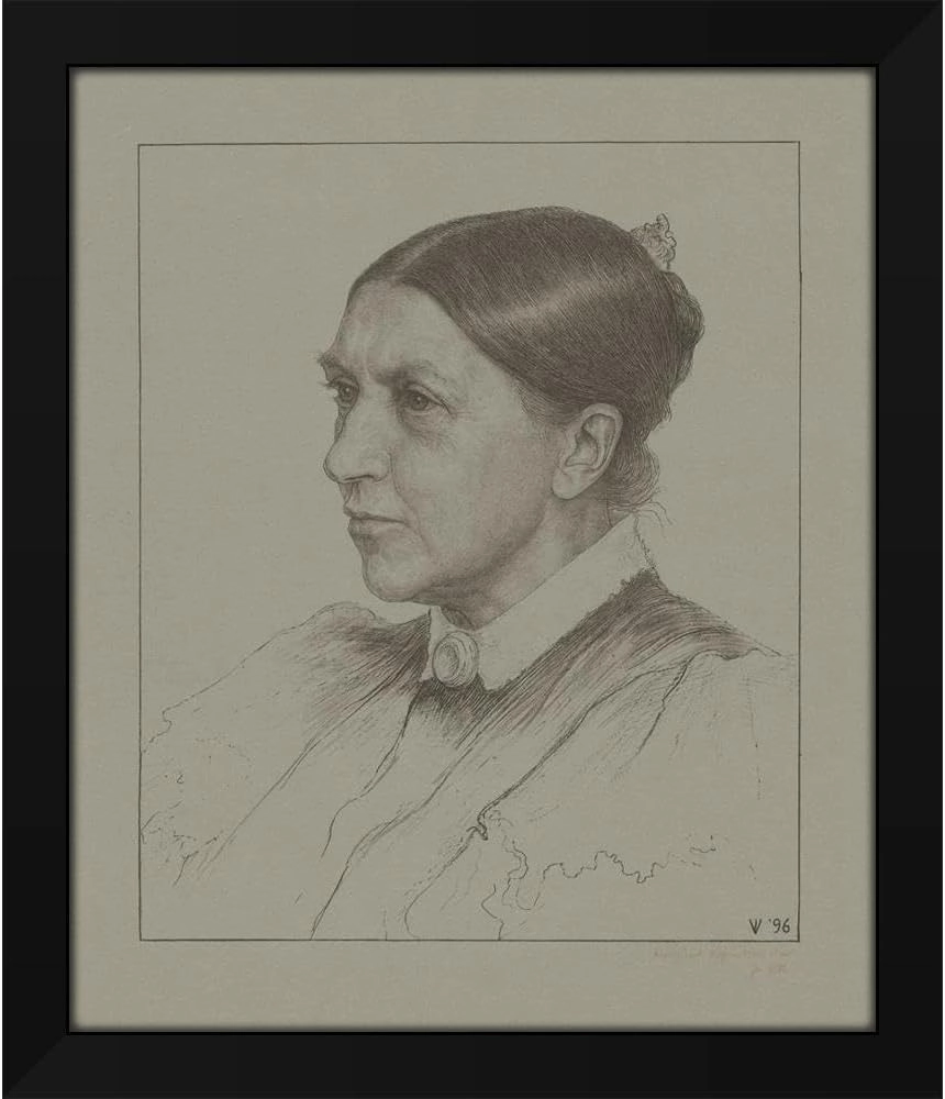 Jan Veth 36x43 Huge Black Modern Framed Art Print Titled: Portrait of Jeltje De Bosch Kemper (1896)