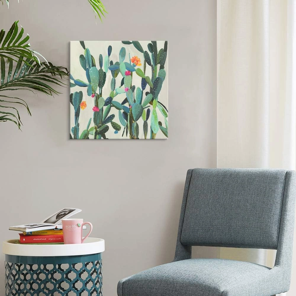 JAPO ART Cactus Wall Art Succulent Boho Wall Decor Plant Pictures Wall Art Southwest Decor Arizona Desert Cactus Pictures Desert Poster Wall Hanging for Kitchen Bathroom 24 x 24 Inch
