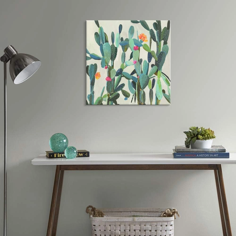 JAPO ART Cactus Wall Art Succulent Boho Wall Decor Plant Pictures Wall Art Southwest Decor Arizona Desert Cactus Pictures Desert Poster Wall Hanging for Kitchen Bathroom 24 x 24 Inch