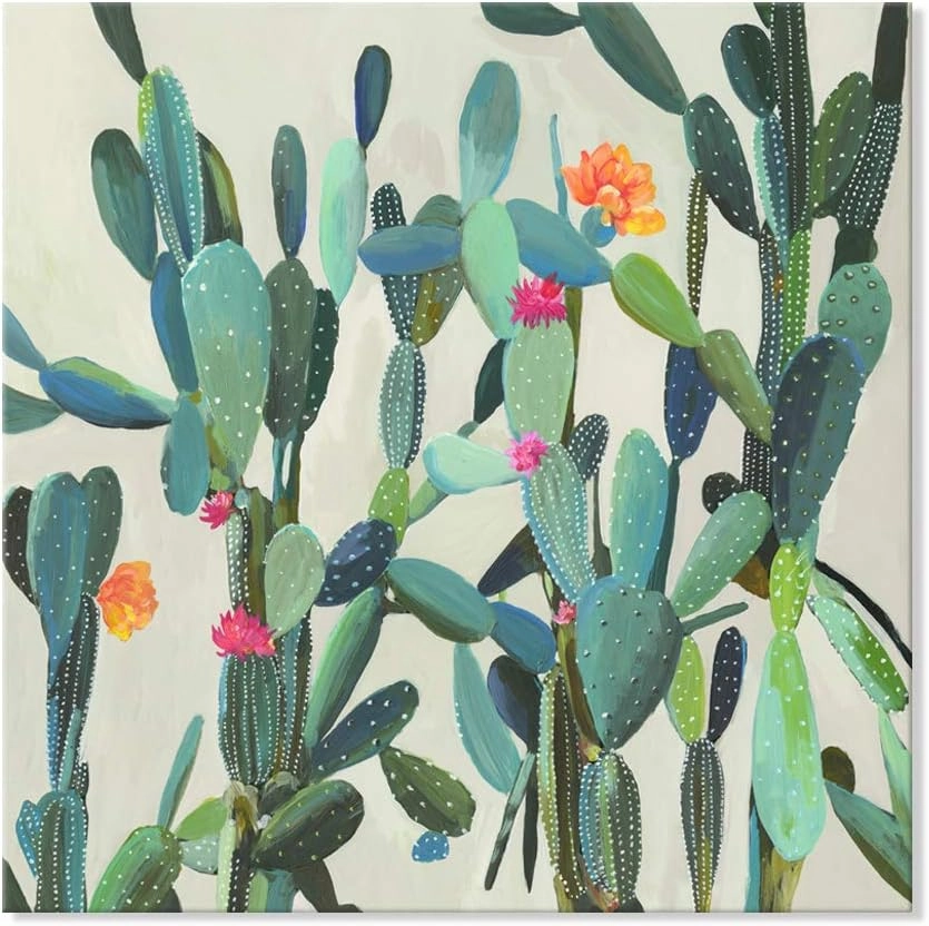 JAPO ART Cactus Wall Art Succulent Boho Wall Decor Plant Pictures Wall Art Southwest Decor Arizona Desert Cactus Pictures Desert Poster Wall Hanging for Kitchen Bathroom 24 x 24 Inch
