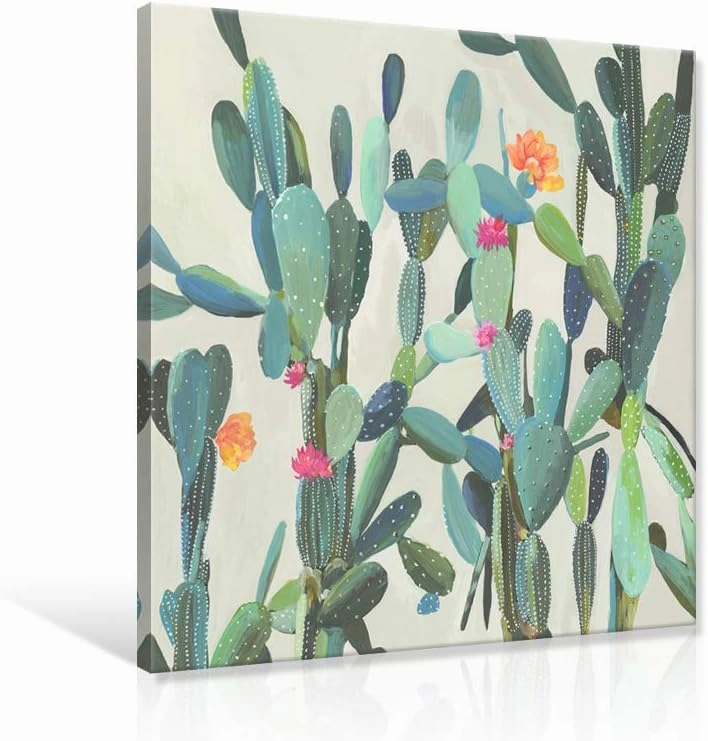 JAPO ART Cactus Wall Art Succulent Boho Wall Decor Plant Pictures Wall Art Southwest Decor Arizona Desert Cactus Pictures Desert Poster Wall Hanging for Kitchen Bathroom 24 x 24 Inch