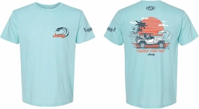 Jeep Premium Beachin Good Time T-Shirt with Surfboard & Pineapple Grille Logo on Sleeve