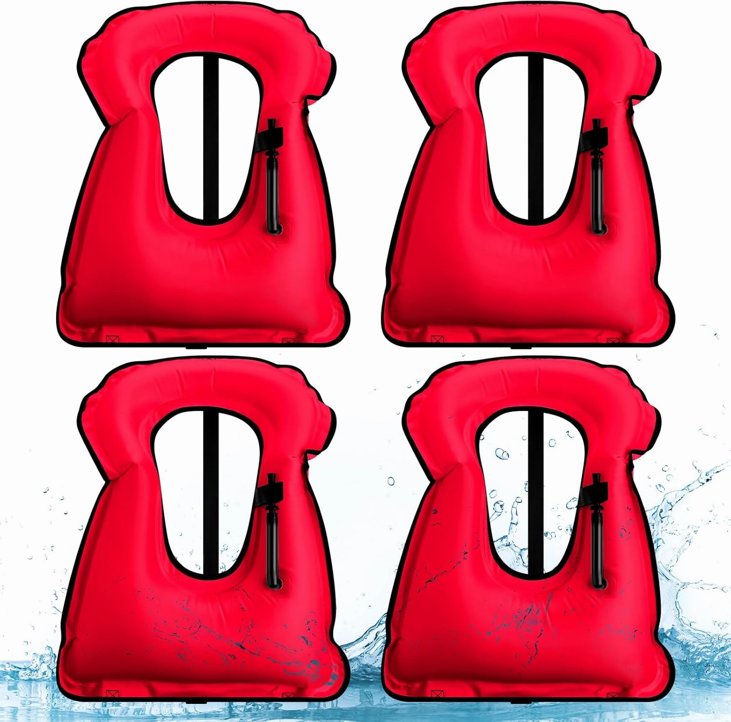 Jerify 4 Pcs Inflatable Snorkel Vest Adults, Portable Swim Vest Jackets, Adjustable Kayaking Jackets Safety Vests for Snorkeling Swimming Diving Surfing