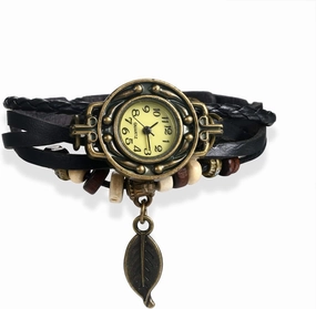 JewelryWe Women Quartz Bracelet Watch Fashion Weave Wrap Around Leather Wrist Watch Classic Bracelet Watch for Summer Beach