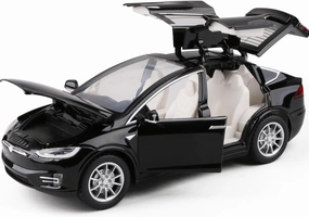 JIAYEMODEL 1:24 Diecast Model Car for Tesla Model X, Complete with Lights and Simulation of Sound. This Decorative Alloy Mini Vehicle is a Unique Gift for Your Loves or Young. (Black)
