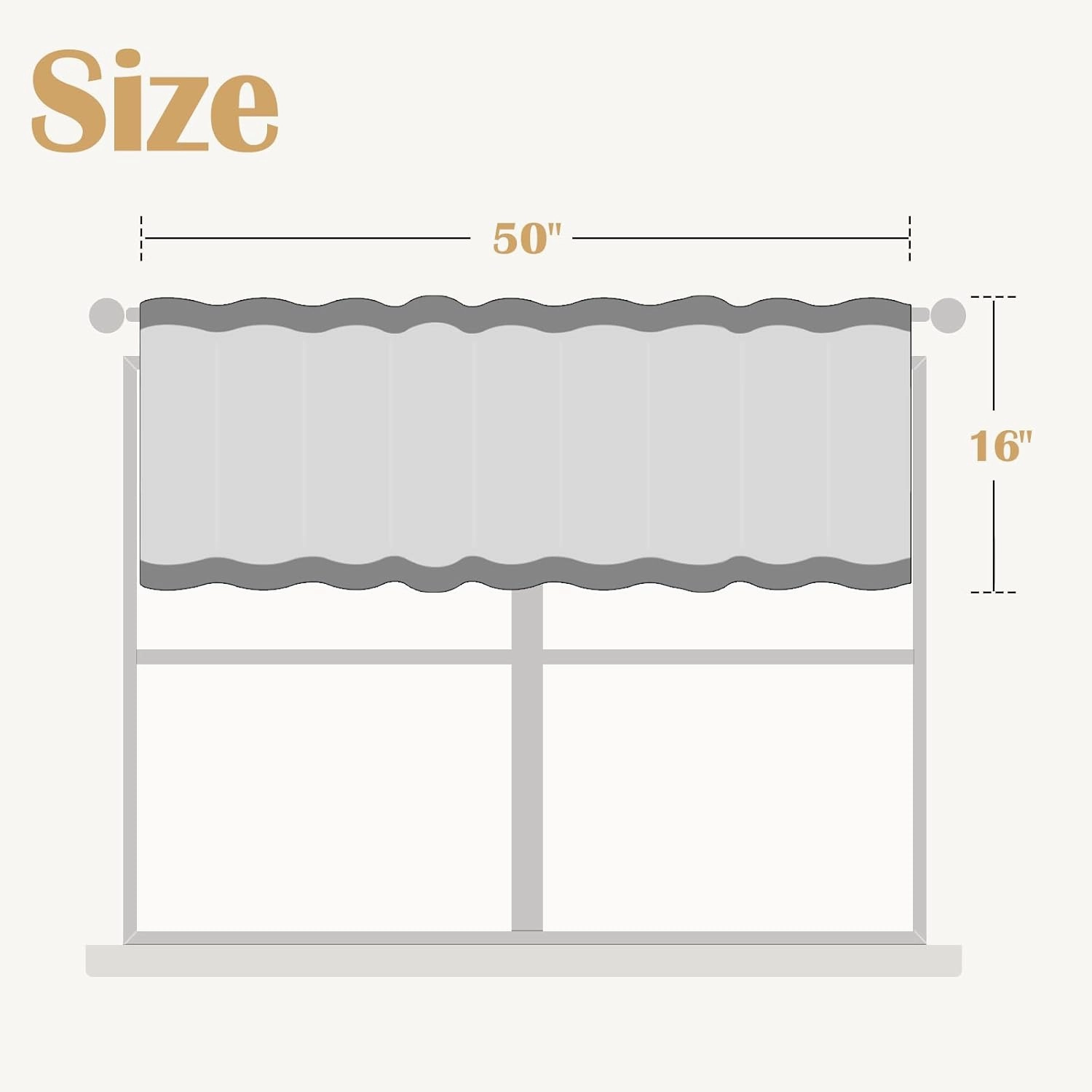 jinchan Striped Linen Valance Curtain 16 Inch Vertical Striped Valance for Kitchen Bathroom Light Filtering Window Treatment Rod Pocket Farmhouse Rustic Semi Sheer Short Window Curtain 1 Panel Taupe