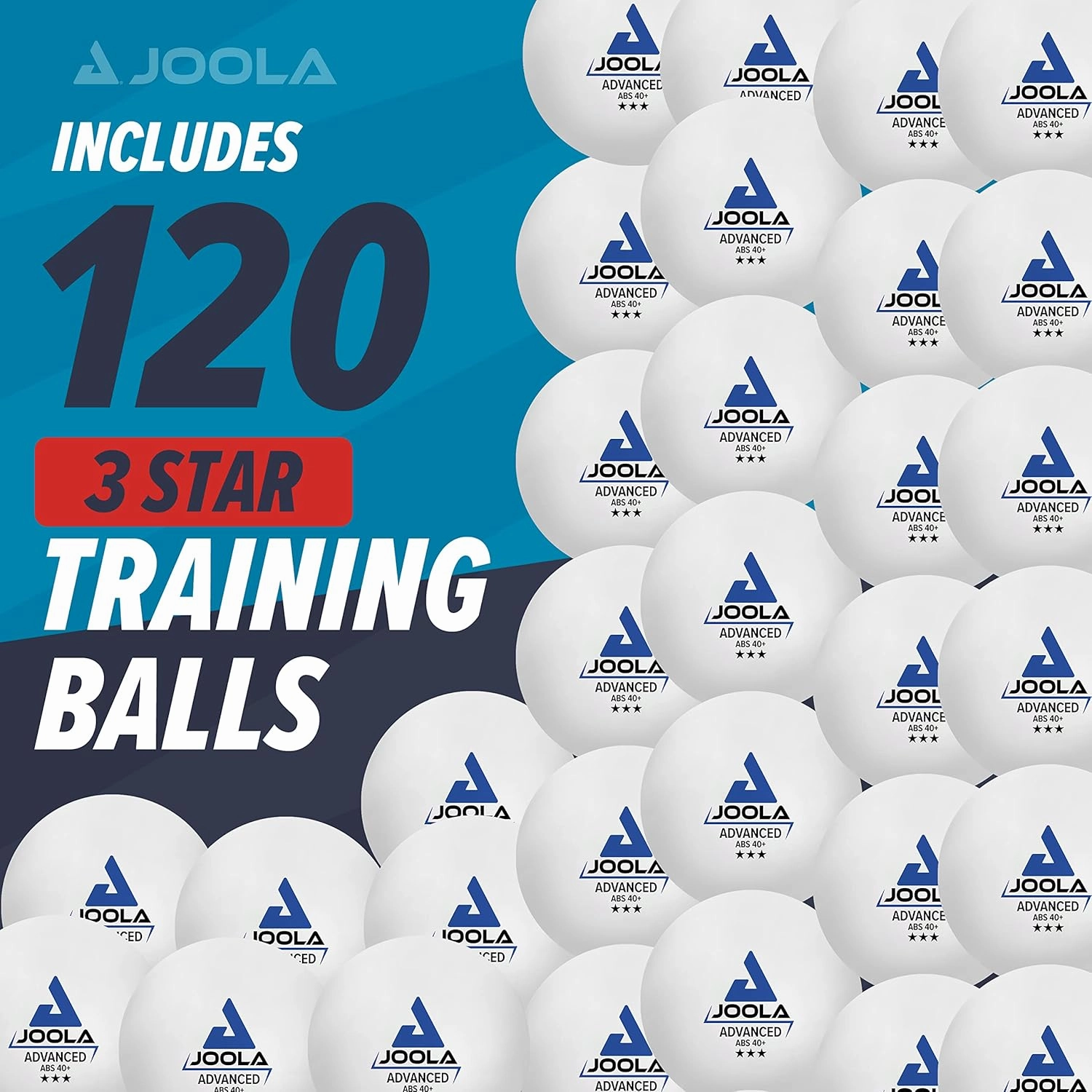 JOOLA Training 3 Star Table Tennis Balls 12, 60, or 120 Pack - 40 mm Regulation Bulk Ping Pong Balls for Competition and Recreational Play - Fun as a Cat Toy - Indoor and Outdoor Compatible