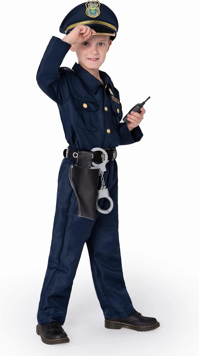 JOYIN Toy Halloween Toddler Police Costume, Police Officer Costume for Boys, Kids Cop Outfit for Halloween Pretend Roleplay