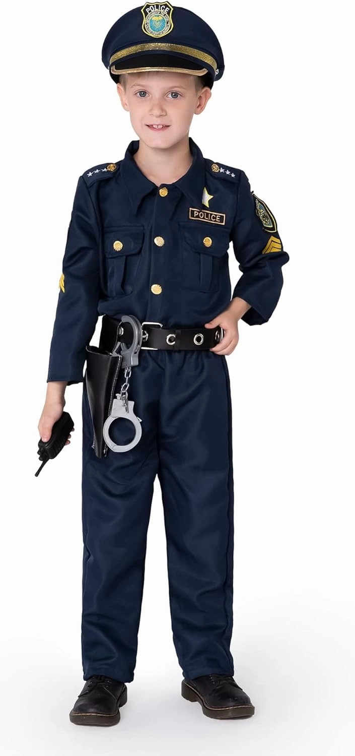 JOYIN Toy Halloween Toddler Police Costume, Police Officer Costume for Boys, Kids Cop Outfit for Halloween Pretend Roleplay