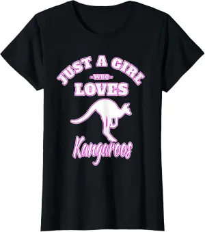 Just A Girl Who Loves Kangaroos T-Shirt Animal Lover Tee T-Shirt