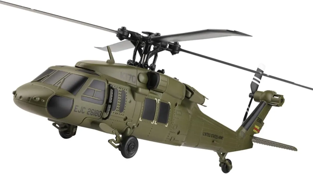 K170 UH-60L Remote Control Helicopter, 170 Size Flybarless RC Helicopter with Adjustable Left and Right Hand Throttle for Adults Beginners, with 3-Batteries (RTF Version)