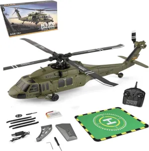 K170 UH60L Remote Controlled Helicopter for Adults Beginners, Aircraft Plane 2.4Ghz 4CH RC Helicopter Heli Aileronless 6-Axis Gyroscope Altitude Hovering