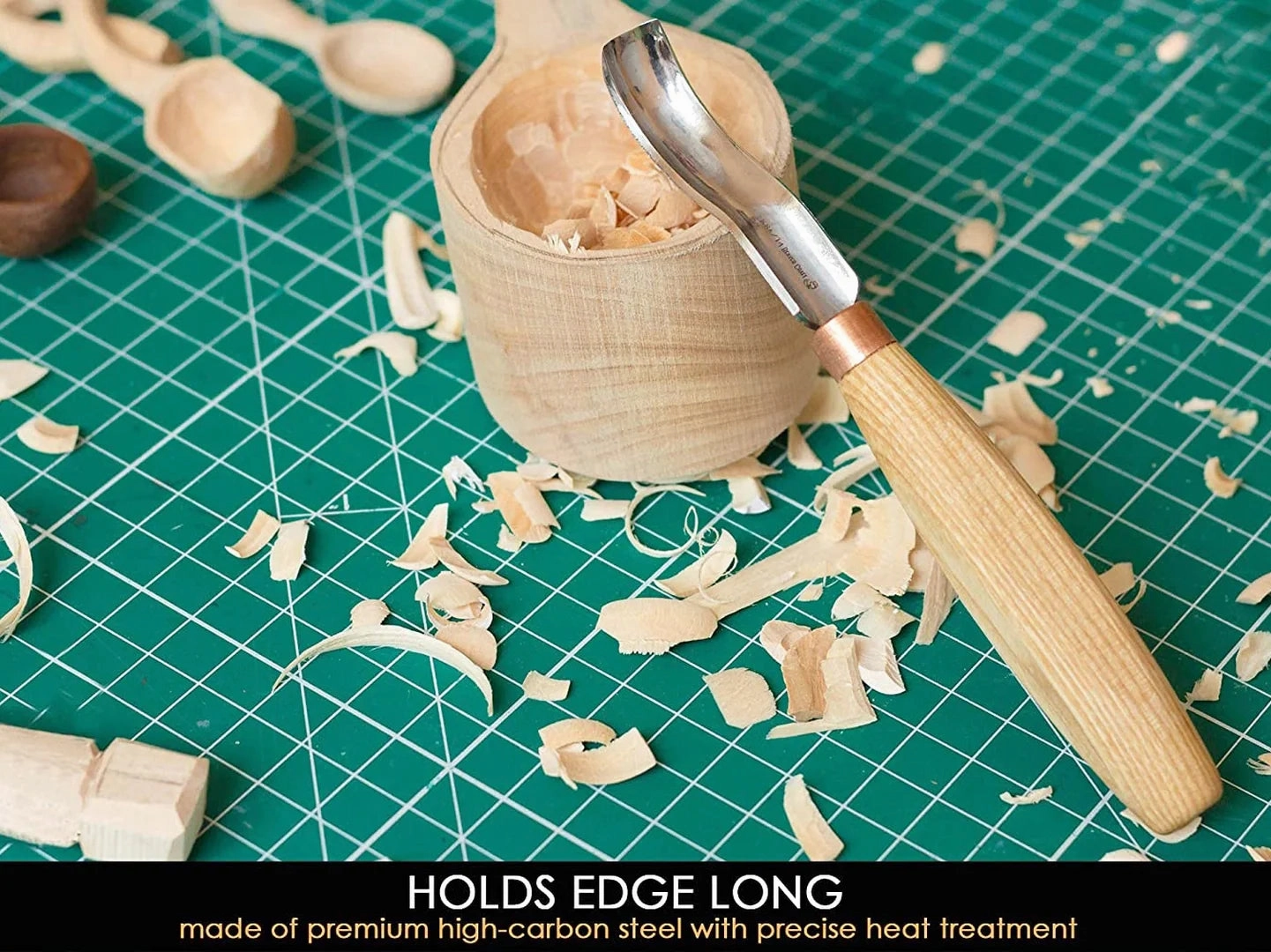 K8A/14 – Compact Short Bent Wood Carving Gouge (Sweep №8)