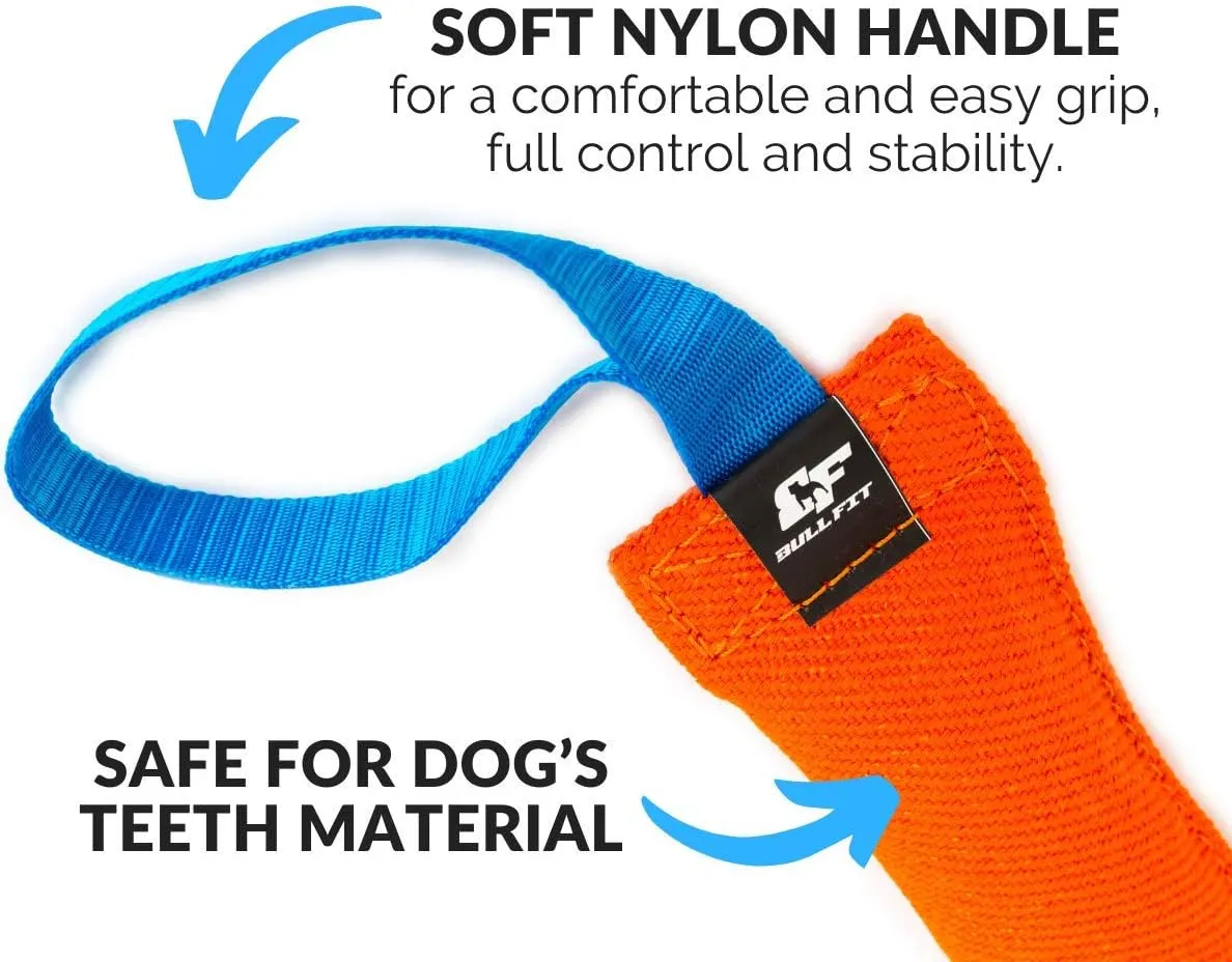 K9 Dog Bite Tug Toy - Made of Durable & Tear-Resistant French Linen - Perfect for Tug of War, Fetch & Puppy Training - Ideal for Medium to Large Dogs - Tough Pull Toy with Strong Handle & Stitching