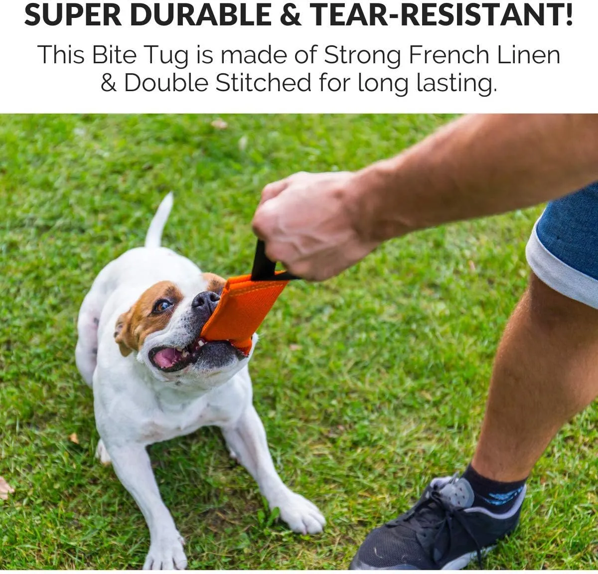 K9 Dog Bite Tug Toy - Made of Durable & Tear-Resistant French Linen - Perfect for Tug of War, Fetch & Puppy Training - Ideal for Medium to Large Dogs - Tough Pull Toy with Strong Handle & Stitching