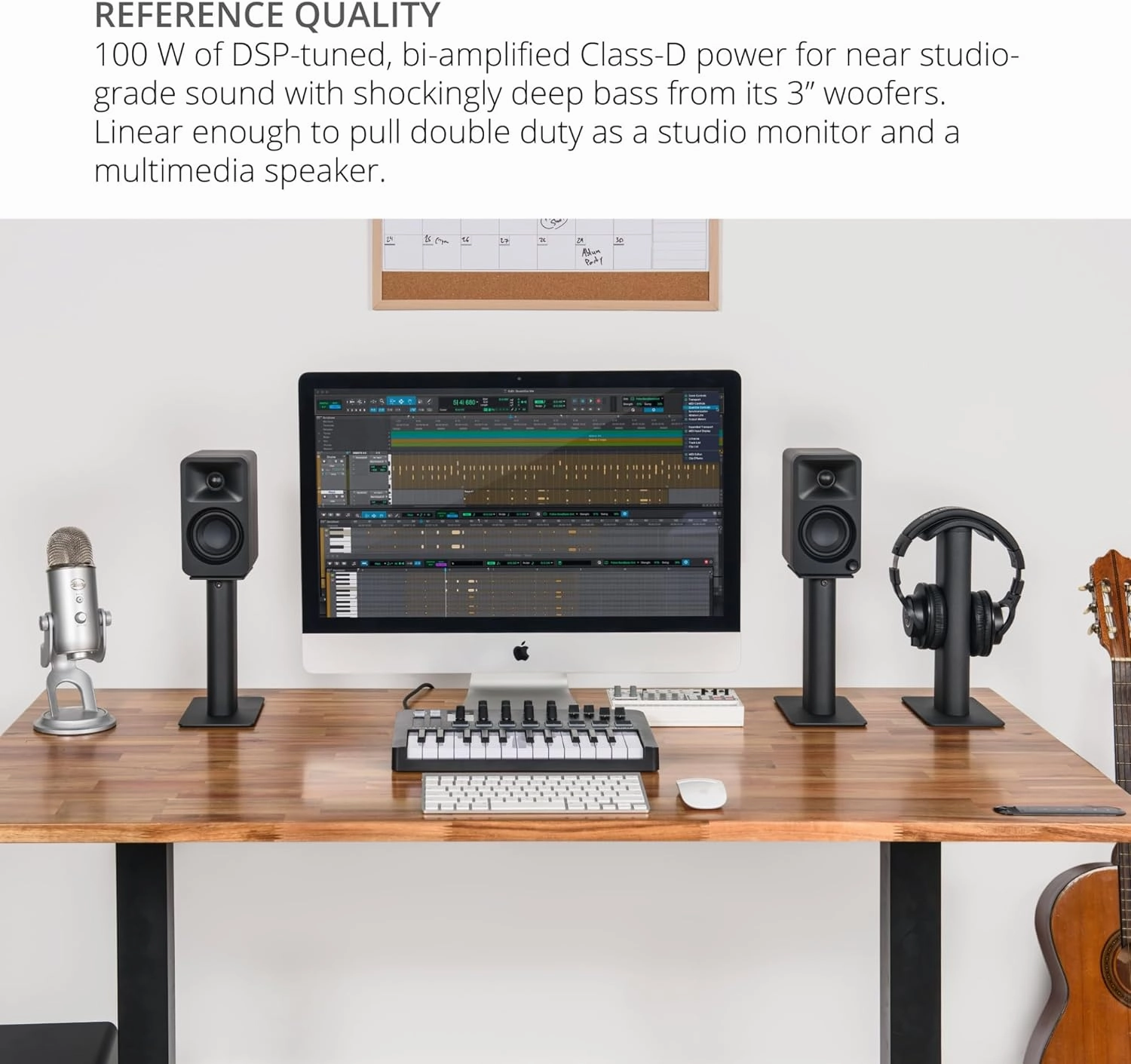 Kanto ORAMB 100W Powered Reference Desktop Computer Speakers with Bluetooth 5.0 and USB-C Input | Bi-Amplified | 100 Hz Automatic Crossover | Reference Quality Sound | Pair | Black