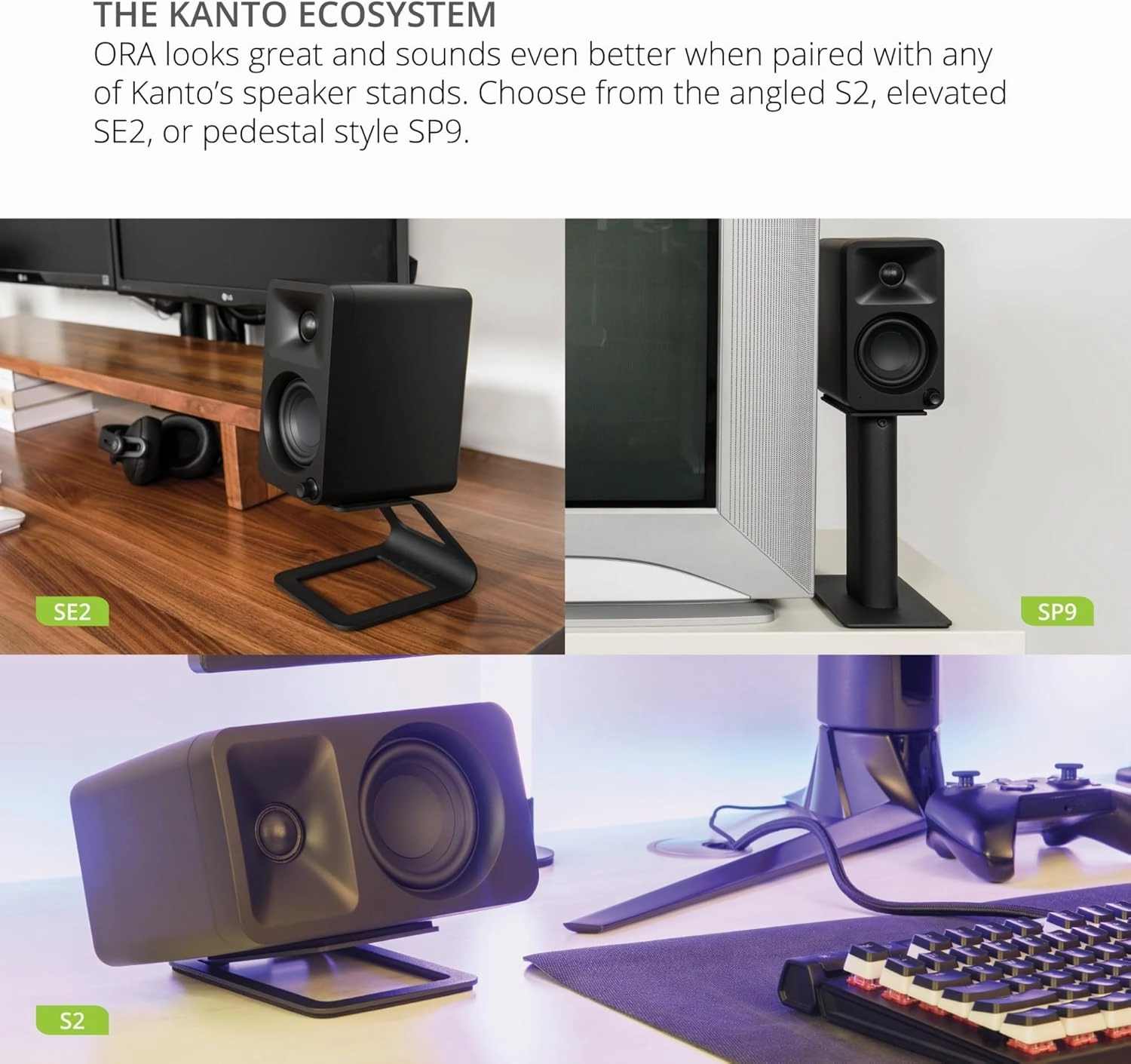 Kanto ORAMW 100W Powered Reference Desktop Computer Speakers with Bluetooth 5.0 and USB-C Input | Bi-Amplified | 100 Hz Automatic Crossover | Reference Quality Sound | Pair | White