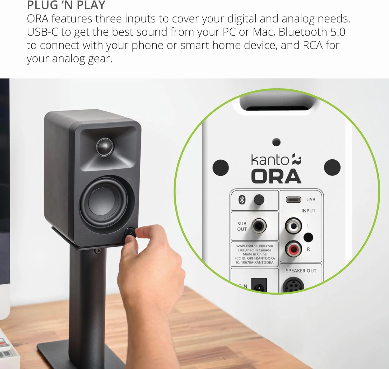Kanto ORAMW 100W Powered Reference Desktop Computer Speakers with Bluetooth 5.0 and USB-C Input | Bi-Amplified | 100 Hz Automatic Crossover | Reference Quality Sound | Pair | White