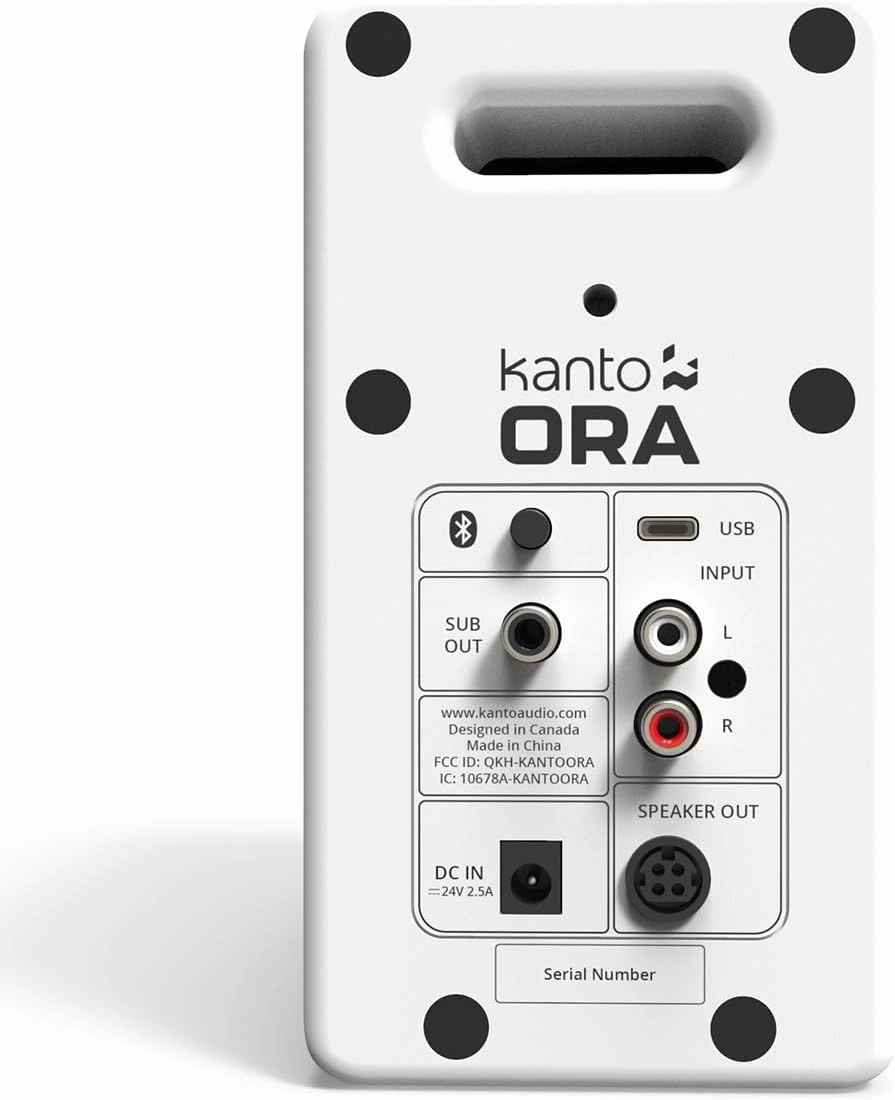 Kanto ORAMW 100W Powered Reference Desktop Computer Speakers with Bluetooth 5.0 and USB-C Input | Bi-Amplified | 100 Hz Automatic Crossover | Reference Quality Sound | Pair | White