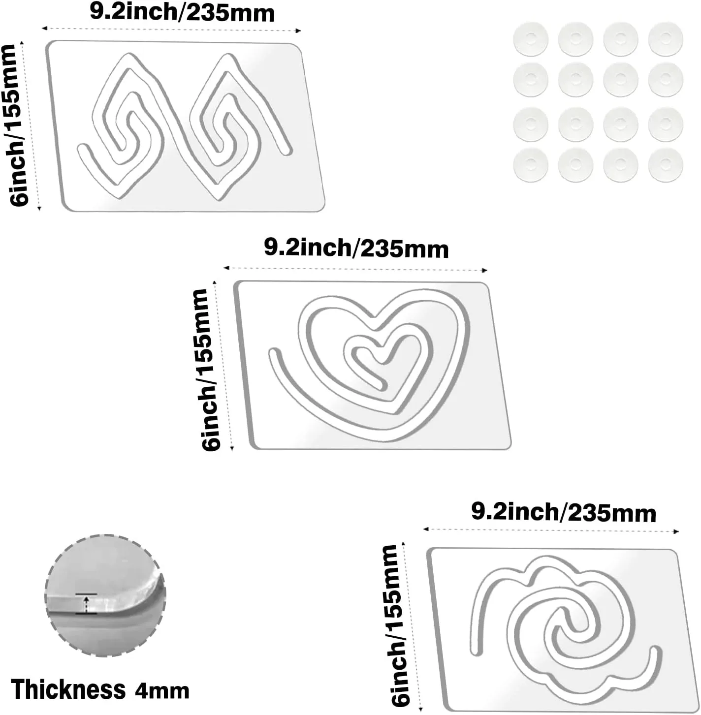 Kapyoo 3Pcs Freemotion Quilting Rulers and Templates Set Quilting Templates for Machine Quilting Quilting Supplies Quilting Patterns with Non-Slip Grips (Series A)