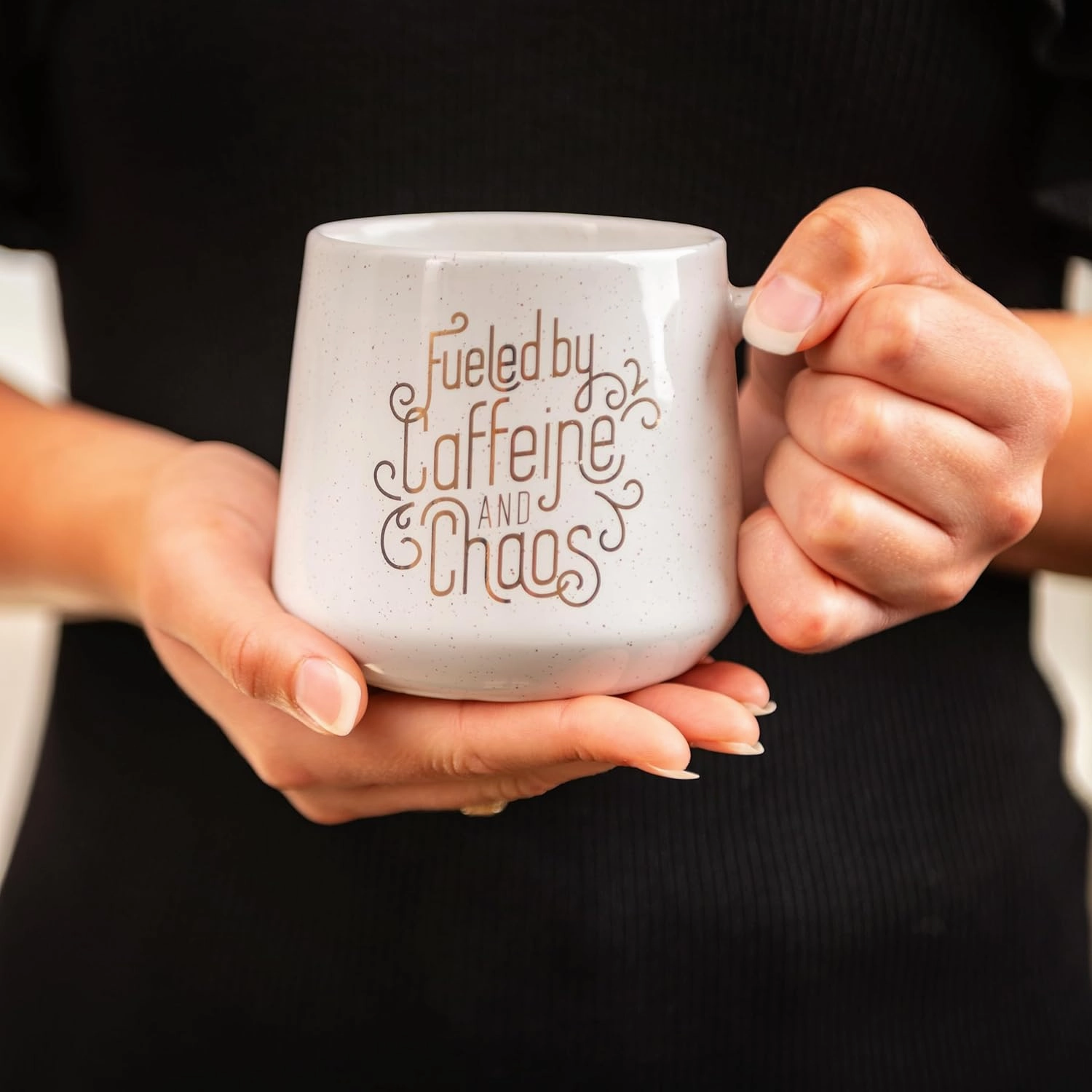 Karma 16 oz Chic Ceramic Coffee Mug Less Monday More Coffee - Cute Coffee and Tea Mug - Ceramic Coffee Mugs for Women and Men