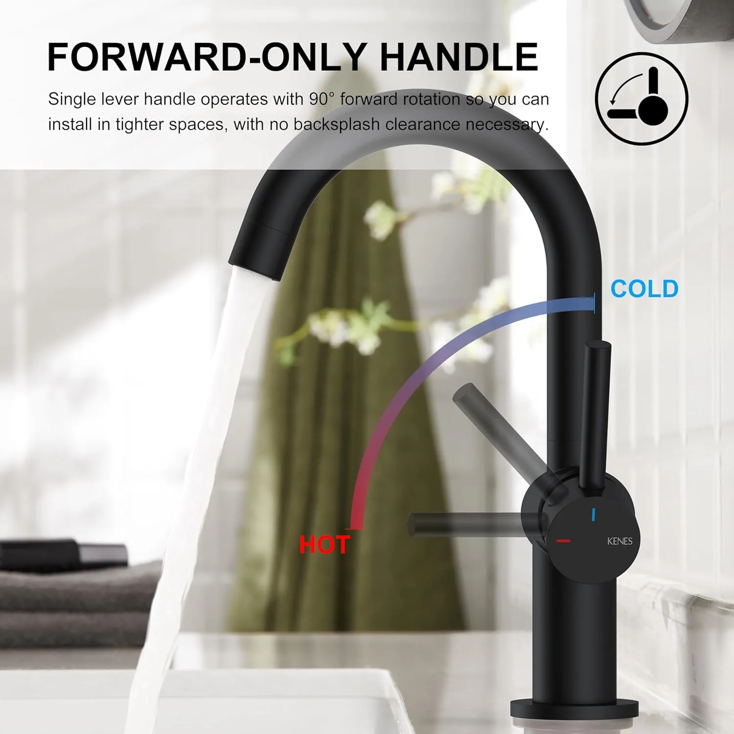 KENES Matte Black Bathroom Sink Faucet, Bathroom Faucets Single Handle Modern Prep Wet Bar Sink Faucets with Drain Assembly & Deck Plate, Farmhouse RV Camper Outdoor Utility Faucet, KE-9005B-2