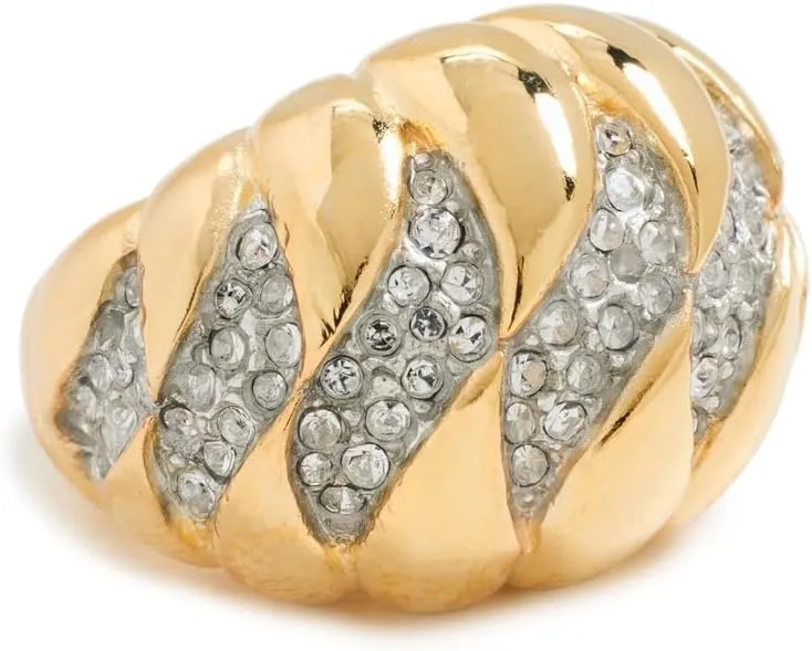 Kenneth Jay Lane Women's Gold Rhine Wave Dome Adjustable Ring