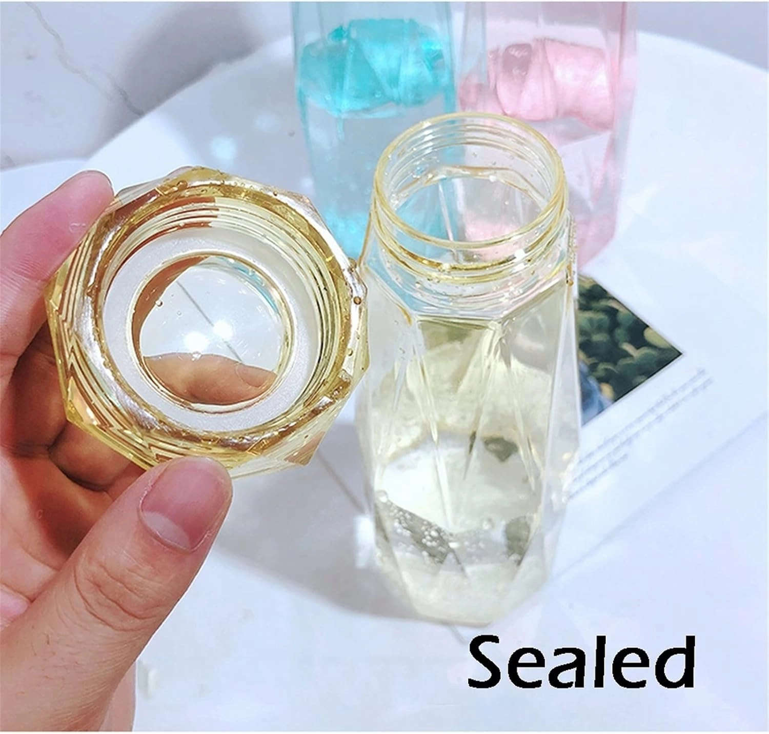 kettles Simple Portable Water Botttles,Creative Plastic Durable Sports Bottle,Clear Outdoor Cup-Leak Proof,Wide Mouth Transparent canteen(E)