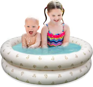 Kiddie Pool, Inflatable Baby Swimming Pool 35"x 11" Portable Balls Play Pit for Toddlers Boys, Girls, Dogs Pools, Indoor & Outdoor Use, Summer Water Party, Bear Head