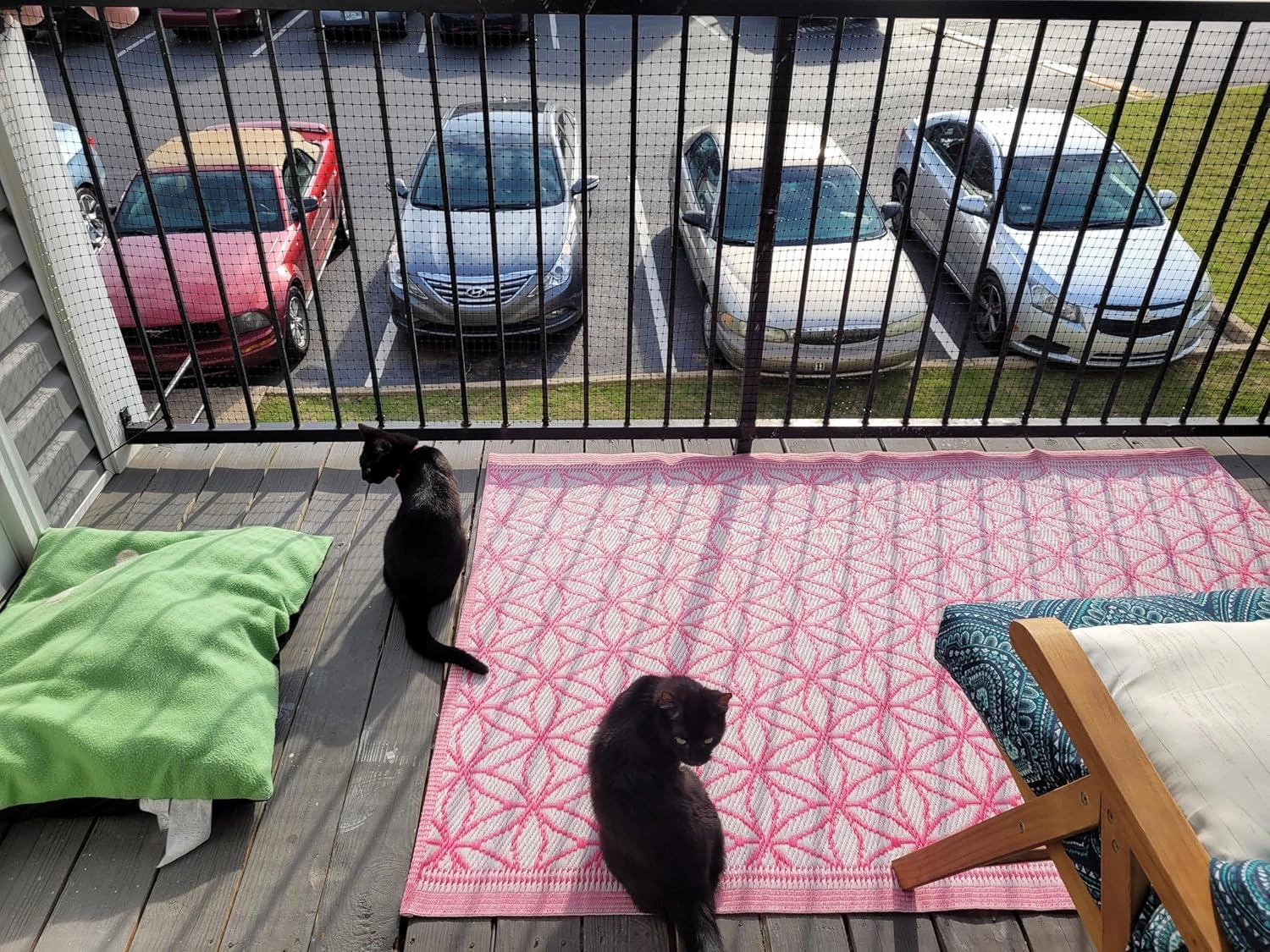 Kidkusion Deck Guard - 16' L x 38" H - Made in USA - Outdoor Balcony and Stairway Deck Rail Safety Net - Black - Child Safety; Pet Safety; Toy Safety