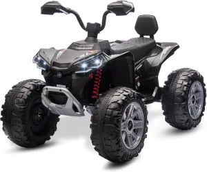 Kids ATV 4 Wheeler Ride on Eletric Motorcycle, 24V Battery Powered, KidsElectric Toy Car, with High&Low Speed, Music, Led Lights, Ride On Car for 3-8 Kids,Black