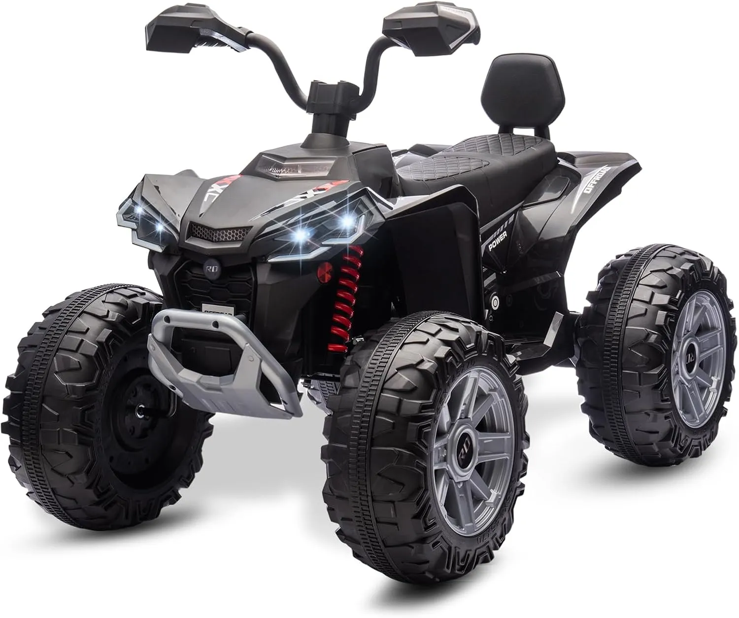 Kids ATV 4 Wheeler Ride on Eletric Motorcycle, 24V Battery Powered, KidsElectric Toy Car, with High&Low Speed, Music, Led Lights, Ride On Car for 3-8 Kids,Black