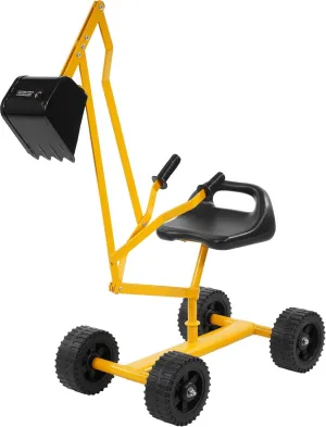 Kids Excavator Ride on Sand Digger with Wheels, Beach Toys Outdoor Sandbox Toy Excavator, Steel Excavator Crane Rotates 360 Degrees with Stable Base, Outdoor Sandbox Play Toy, Yellow