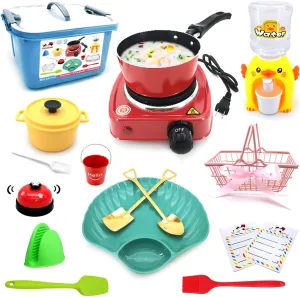 Kids Junior Tiny Real Easy Cooking Kitchen Set and Baking Kit - Mini Stove Burner, Chef - Easy Cook Real Food Utensils Gift for Boys and Girls Ages 6-12