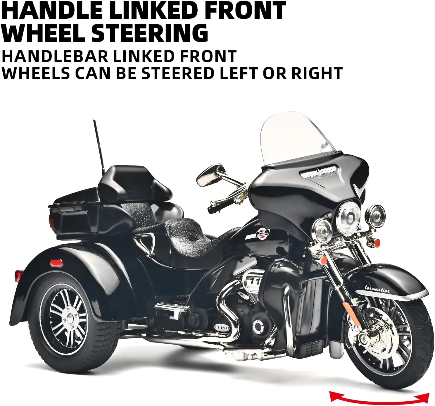 Kids Motorcycles Toy 1:9 CVO Diecast Motorcycle Model Kits for Adults,Pull Back Toddler Motorcycle with Lights and Sounds,Toy Motorcycles for Kids Ages 4-8（Black）