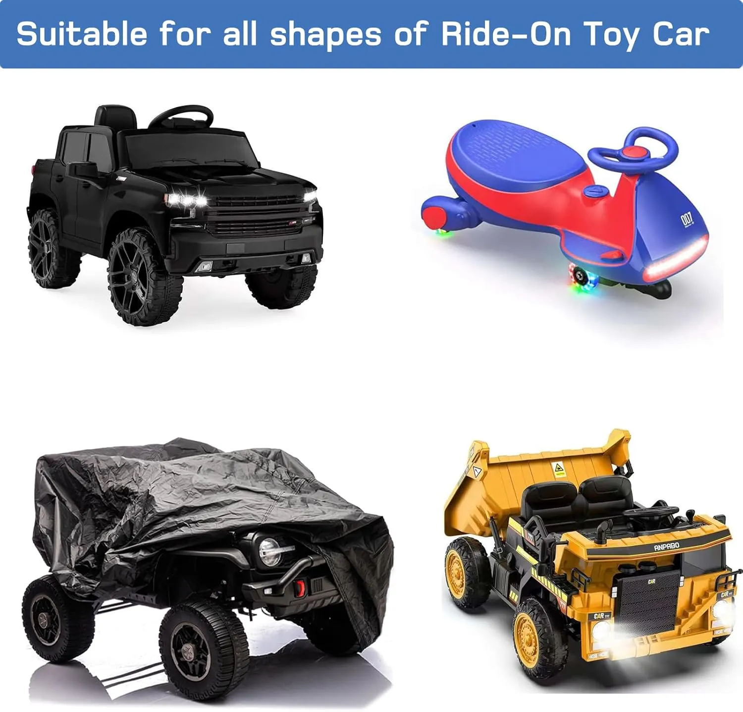 Kids Ride-On Toy Car Cover Waterproof Outdoor Protection for Electric Battery Powered Children Ride-On Vehicles Universal Fit Large Ride-On Truck Toy Car Cover L