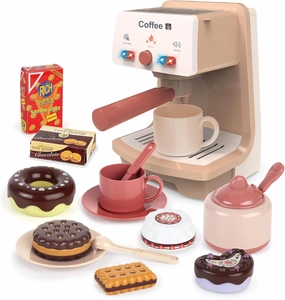 Kids Coffee Maker Toy Espresso Machine Playset - Toy Coffee Maker Set with Realistic Action,Light and Sound-Toy Coffee Maker Set for Kids