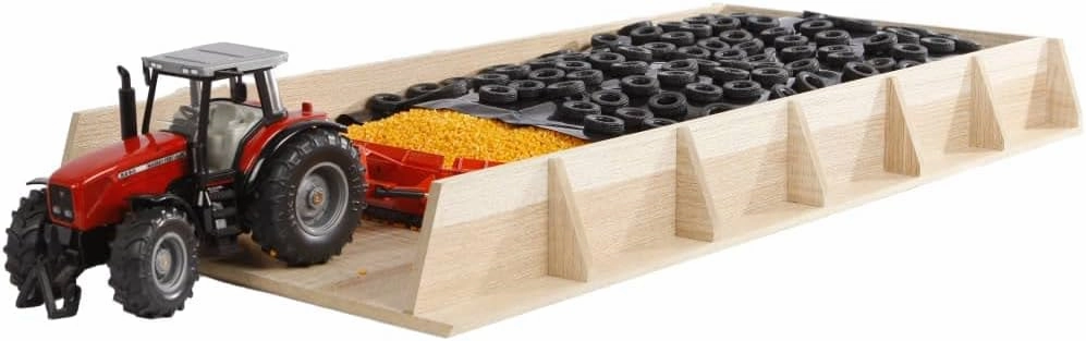 Kids Globe Wooden Giant Running Silo Tractors (Silo, Running Silo Toy Warehouse), 30 x 60 x 6 cm, 1: 32 Scale Wooden Toy Without Accessories – 610186