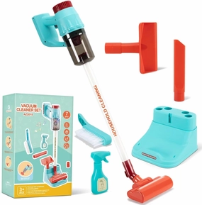 Kids Vacuum Cleaning Toy Set, Kids Vacuum That Really Works with Real Suction Light & Sounds Effects, Durable Toy Vacuum Toddler Cleaning Set as Gifts for Children Age 3 