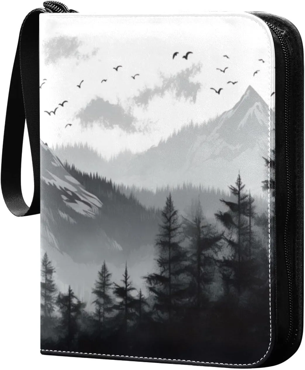 Kigai Trading Card Binder with 50 Sleeves, 400 Pockets PU Zipper Card Collection Binder 4-Pocket Portable Card Folder for Sports Cards, Game Cards (Mountain Painting)