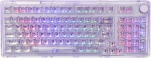 KiiBoom Phantom 98 Hot Swappable Crystal Gasket-Mounted Mechanical Keyboard, Triple Mode NKRO Gaming Keyboard with South-Facing RGB, Clear Keycaps, 8000mAh Battery for Win/Mac (Purple)