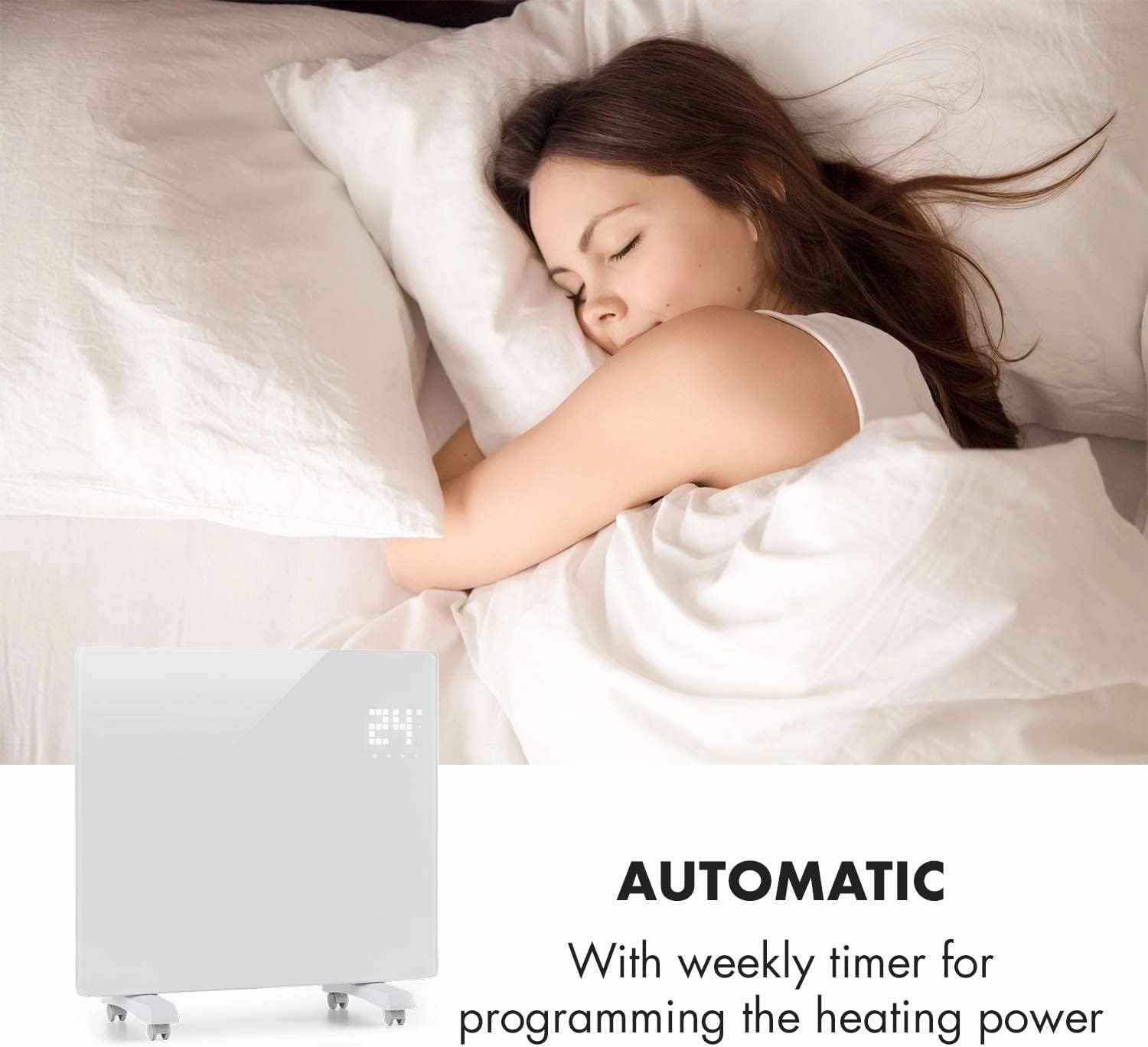 KLARSTEIN Bornholm Single Convection Space Heater, Space Heaters for Indoor Use, Portable Heater for Bedroom, Electric Heater, Portable Heaters for Indoor Use, Small Space Heater, Small Heater - White