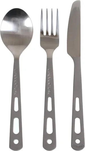 Knife Fork Spoon Set - Titanium Matt Silver / Titanium