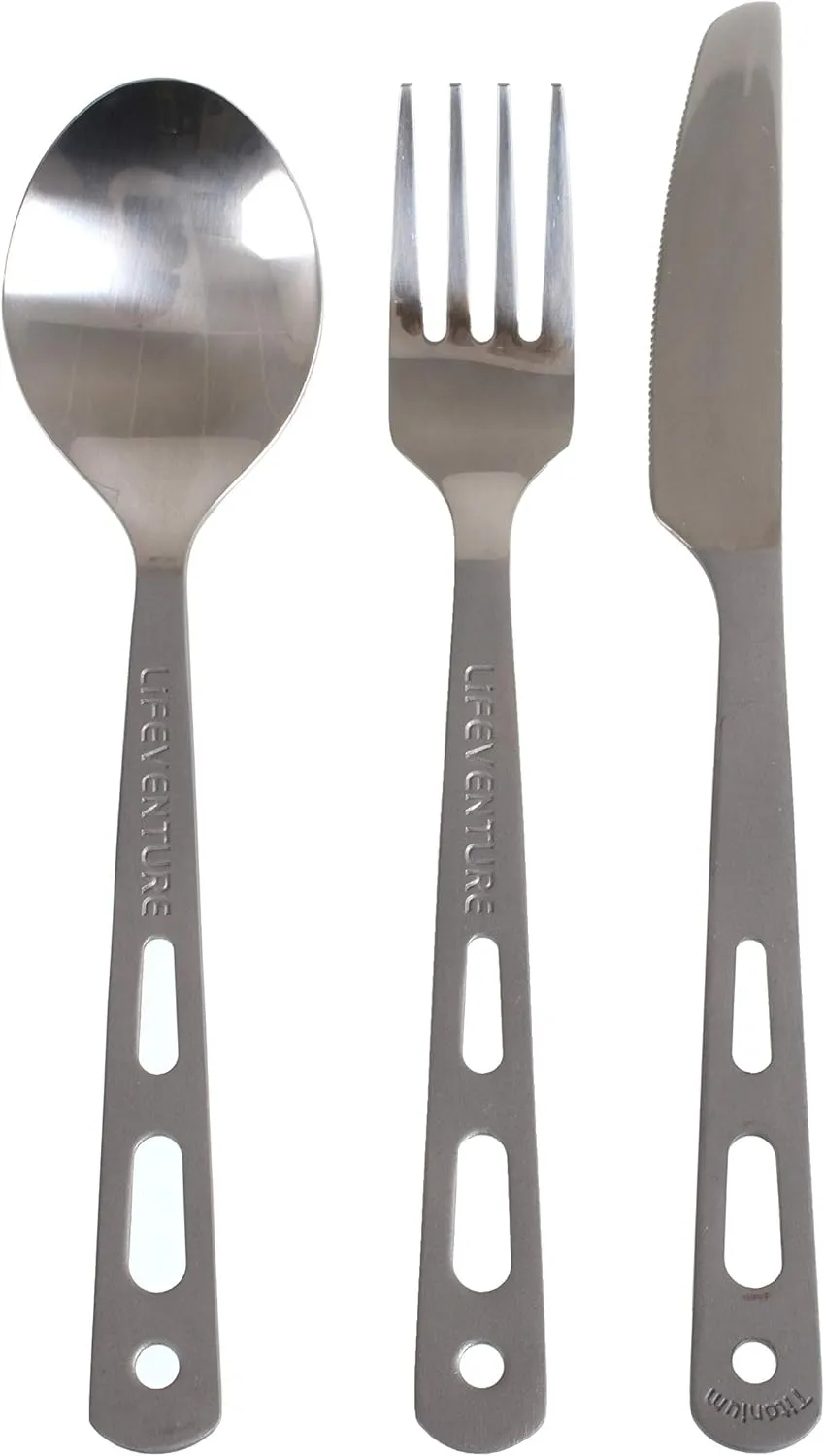Knife Fork Spoon Set - Titanium Matt Silver / Titanium