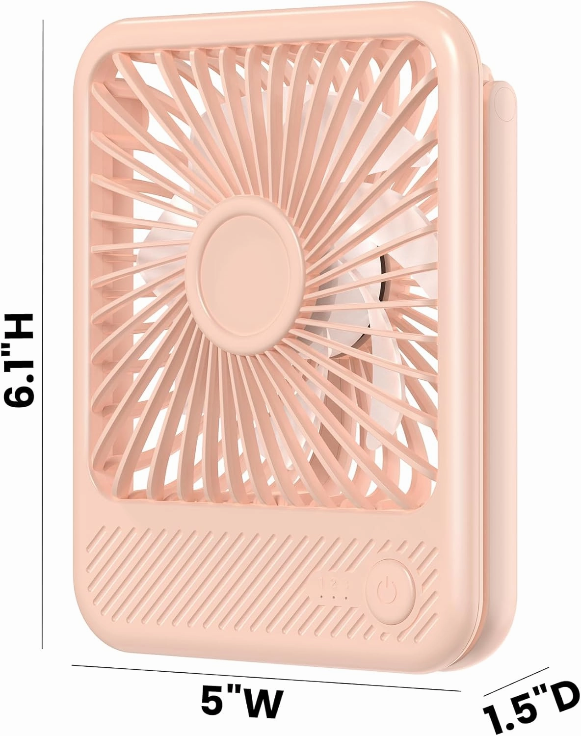 Koonie Desk Fan, Ultra Quiet 2.5-11h Battery Operated Small USB Fan with Strong Wind, 180° Tilt Folding and 3 Speeds Adjustable, Battery Powered Mini Personal Fan for Office Bedroom Desktop Pink