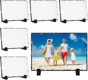 Kufutee Personalized Slate Photo Frame, Colorproof Sublimation Blank Slate Rock Photo Plaque for Creative Home Furnishing or Souvenir (Rectangle-10x15cm)