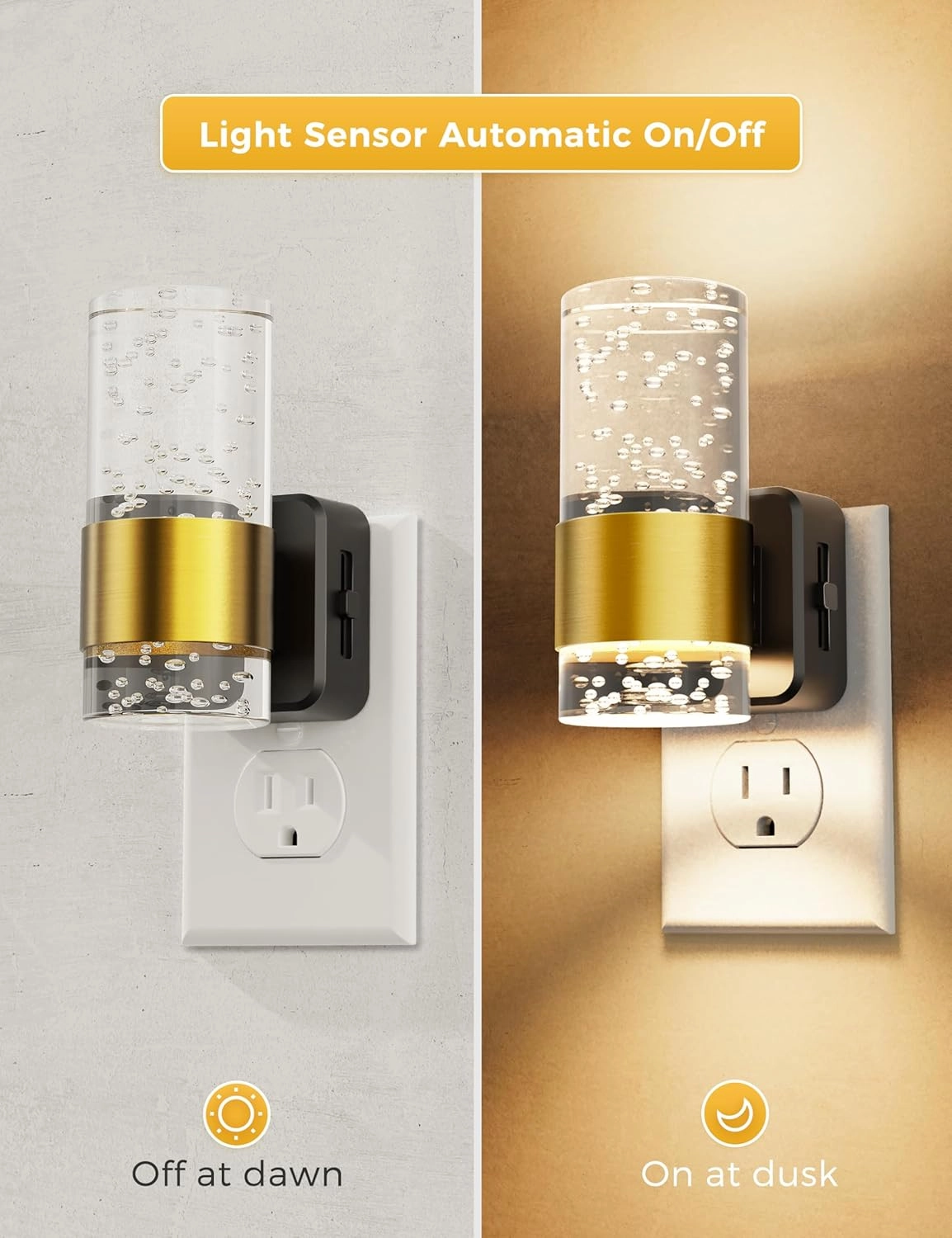 L LOHAS LED Night Light,Dimmable Night Lights Plug into Wall, 2 Pack Acrylic Nightlight with 0-100 LM Adjustable Brightness, 3000K Plug in Night Light with Dusk to Dawn Sensor, for Bathroom Hallway