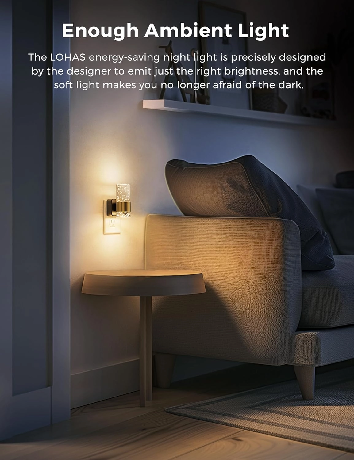 L LOHAS LED Night Light,Dimmable Night Lights Plug into Wall, 2 Pack Acrylic Nightlight with 0-100 LM Adjustable Brightness, 3000K Plug in Night Light with Dusk to Dawn Sensor, for Bathroom Hallway
