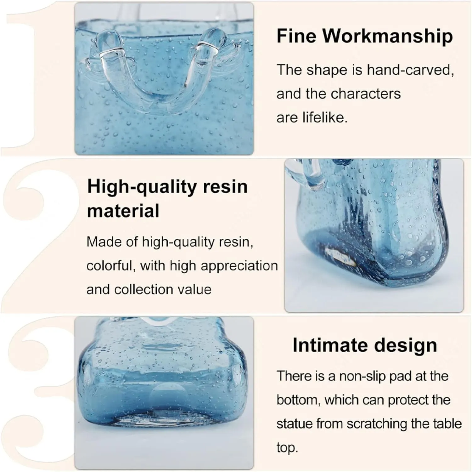 LAMPPE Bag Flower Vase, Glass Purse Vases with Handle Design Handbag Vases for Flowers Handbag Glass Vase, Unique for Centerpieces,Table Decorations,Wedding Decor,Home,Style2-Blue