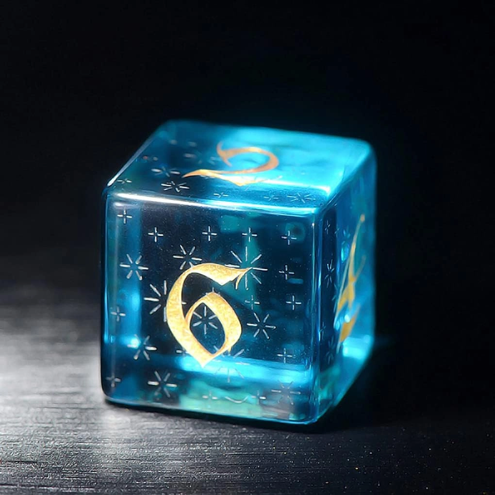 LANGWEI Role Playing Dice Pretty Aquamarine Zircon DND Dice Set, Dungeons and Dragons Polyhedral Dice Set, Creative Gifts for Dice Collection